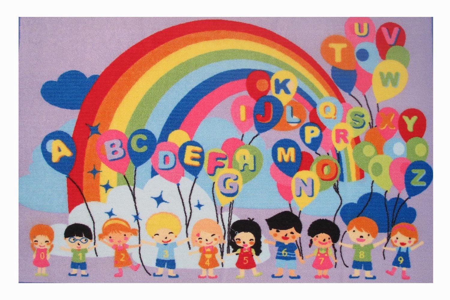 Tapis rectangle amusant pour enfant ballons éducatifs multicolore nylon