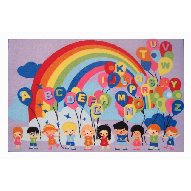 Tapis rectangle amusant pour enfant ballons éducatifs multicolore nylon