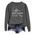 thumbnail image 1 of WEAIXIMIUNG Custom Sweatshirt Ladies Fashion Leisure Pure Color Loose Long Sleeved Printed Letters Round Collar, 1 of 4