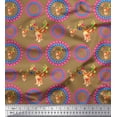 thumbnail image 1 of Soimoi Brown Moss Georgette Fabric Circles & Elk Mount Face Printed Fabric 1 Yard 42 Inch Wide, 1 of 3