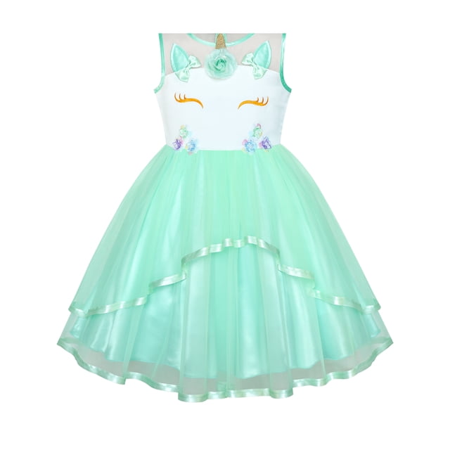 Girls Dress Unicorn Pageant Holiday Green Tutu Princess 4 Years