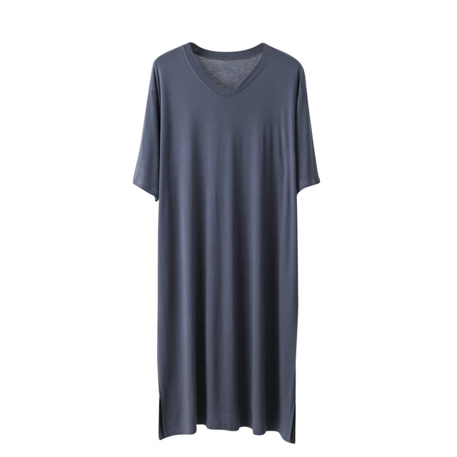 Birdeem Robes for Men Cotton Pajama Mens Loose V-Neck Solid Color Thin Home Pajama