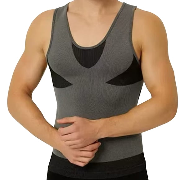 Men's Workout Tank Tops, Body Shaping Slim Fit Sleeveless Shirt, Moisture Wicking Stretch Active Gym Shirt for Men, Casual Athletic Compression Undershirt