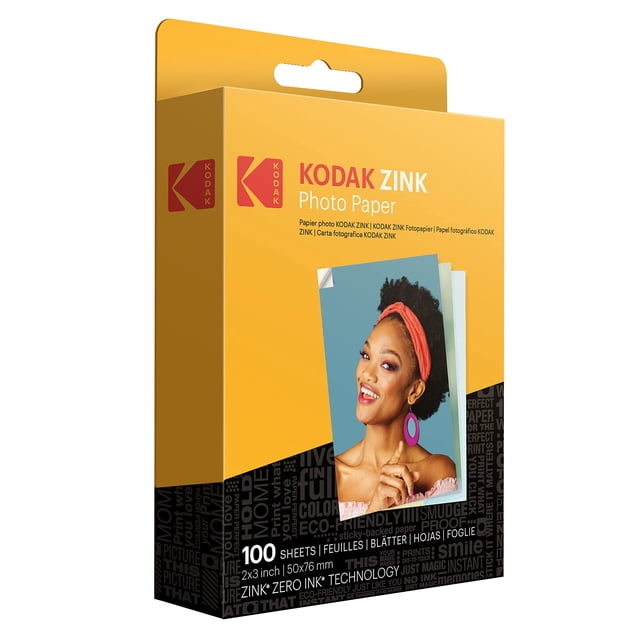 Kodak Zink Photo Paper 2x3 Inches (100 Sheets) Compatible with Kodak Step, Step Slim, Printomatic, Printomatic+, Smile+, Step Touch