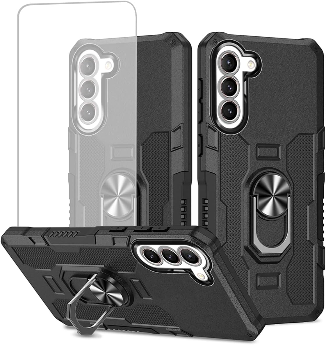 HCTian Case for Galaxy A16 5G Case, Samsung A16 SM-A166B Case with Tempered Glass Screen Protector, Heavy Duty Protection with Metal Ring Magnetic Kickstand Phone Cover for Samsung Galaxy A16