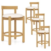 Costway 24" Counter Height Bar Stools Set of 4 with Backrests and Footrests for Dining Room