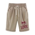 thumbnail image 2 of LOVZFMLL Women Printed Elastic Waist Drawstring With Casual Pockets Shorts Khaki L, 2 of 3