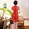 thumbnail image 4 of Opperiaya Female Phoenix Print Stand Collar Short Sleeve Dress Cheongsam, 4 of 10