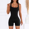 thumbnail image 2 of AherBiu Workout Bodysuits for Women Square Neck Sleeveless Compression Gym Yoga Short Jumpsuits Rompers, 2 of 7