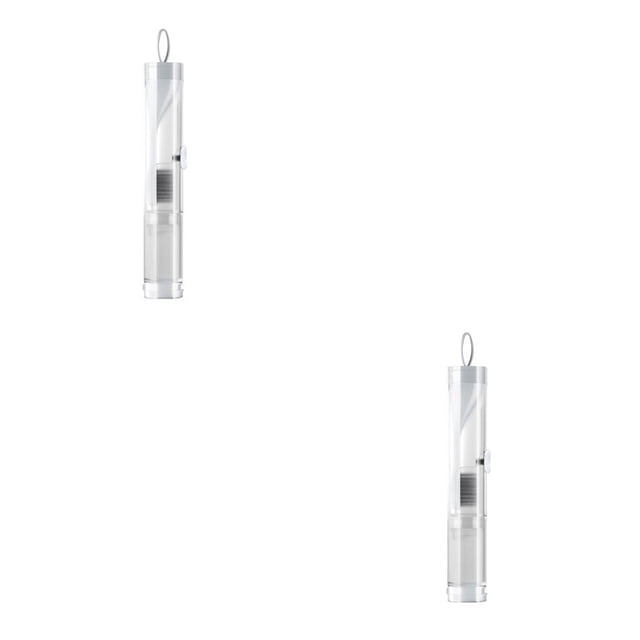 Wisewang Plastic Toothbrush Washable Reusable Sealed Handheld Tooth Brush Indoor Outdoor Holiday Hotel Teeth Washing Tool White 2Set