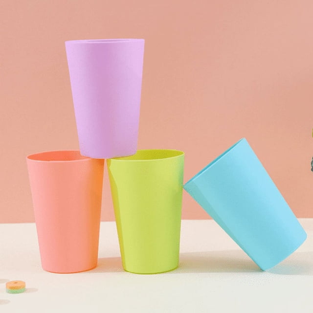 CHUANK Reusable Plastic Cups- 9 oz Plastic Cups Plastic Tumblers Set of 12 Unbreakable Plastic Drinking Glasses - Colorful Stackable Party Cups Set (Pack 12- 5.6oz)