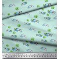 thumbnail image 2 of Soimoi Green Cotton Poplin Fabric Tree & Rhinoceros Animal Print Fabric by the Yard 56 Inch Wide, 2 of 5