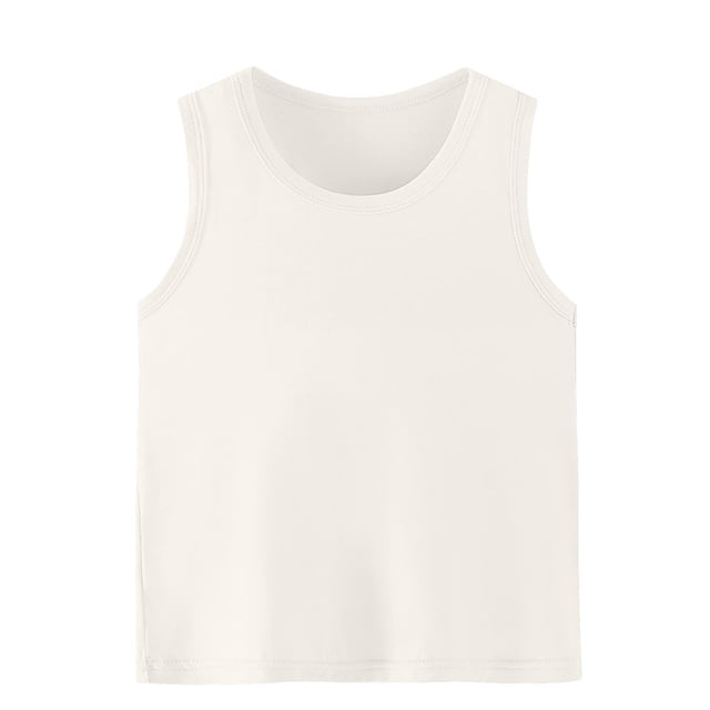 SROBPTY T-Shirts Garçons Filles, T-Shirt de Base pour Enfants Uni à Col Rond d'Été Décontracté Confortable et Respirant Beige 14 Ans