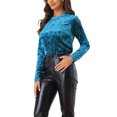 thumbnail image 4 of INSPIRE CHIC T-Shirts en Velours pour Femmes Col Rond Manches Longues Décontracté TP Bleu, 4 of 6