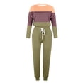 thumbnail image 5 of Mrat Vacation Outfits for Women 2 Piece Jogging Sets Color Block Polyester Long Sleeve Sweatsuits Sets Two Piece Track Suits Drawstring High Waist Pants Set Comfy Outfits Q-Army Green 5XL, 5 of 5