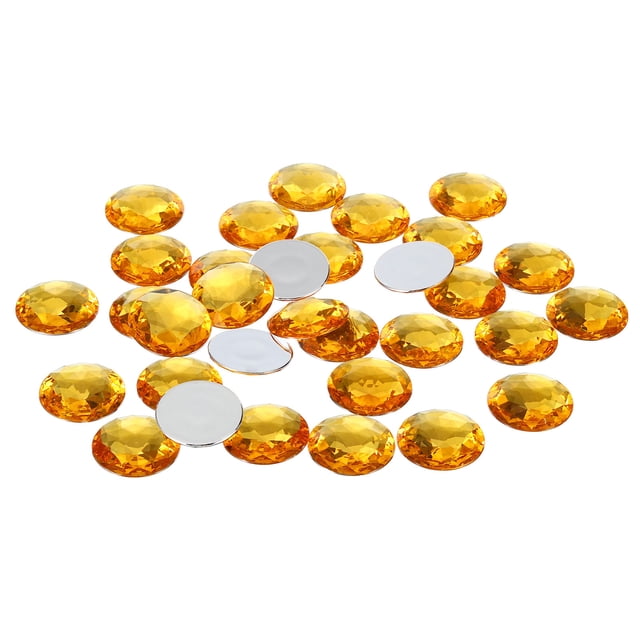 Unique Bargains 40mm Flat Back Round Acrylic Rhinestones, 50 Pack Plastic Circle Gems for Jewelry Making Costume, Yellow