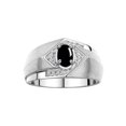 thumbnail image 1 of RYLOS Mens Rings Sterling Silver Ring 6X4MM Oval Shape Gemstone & Diamond Ring Cabochon Onyx October Birthstone Rings For Man Silver Rings, Size 11, 1 of 7