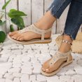 thumbnail image 5 of Hyknon Sandals for Women Large Size New Toe Clip Rhinestone Sandals Elastic Flat Shoes Arch Support Comfortable Sandals, 5 of 5