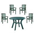 thumbnail image 1 of Ensemble de 5 Pcs Table de Patio Ronde de 42 Pouces en Résine et 4 Chaises de Salle à Manger à Accoudoirs en Résine, Vert, 1 of 4