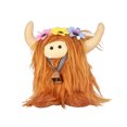 thumbnail image 1 of Jouet Vache Écossaise Réaliste à Longs Poils, Poupée Animal Floral, Figurine en Peluche Douce, 1 of 5