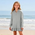 thumbnail image 1 of NTACZA Robe Mignonne pour Filles à Capuche à Manches Longues Robe Chandail Ourlet à Volants Coupe Droite Demi-Glissière Robe Mini pour Ado 5 Ans, 1 of 9