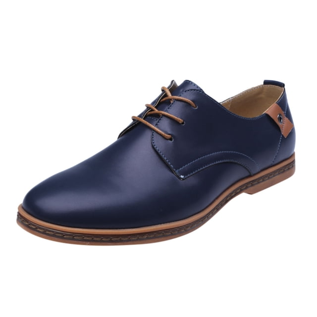 Mens Fashion Casual Solid Lace Up Leather Wedding Shoes Male Business Shoes