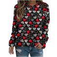 thumbnail image 2 of Qertyioot Chandail de la Saint-Valentin pour Femmes, Blouse à Manches Longues Imprimée Col Rond Tunique Décontractée, 2 of 5