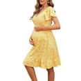 thumbnail image 2 of Drppepioner Robe de Maternité d'Été pour Femmes Grande Taille à Col en V, Ample, Confortable et Décontractée, Jaune, 2 of 4