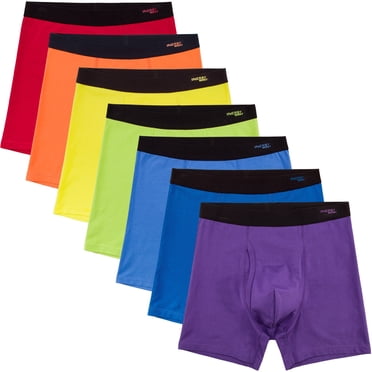 INNERSY Men's Boxer Briefs Cotton Stretchy Underwear 7 Pack for a Week(Rainbow Colors, Large)