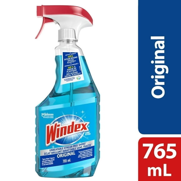 Windex Original Blue Glass and Window Cleaner, Bottles Made from 100% Recycled Plastic