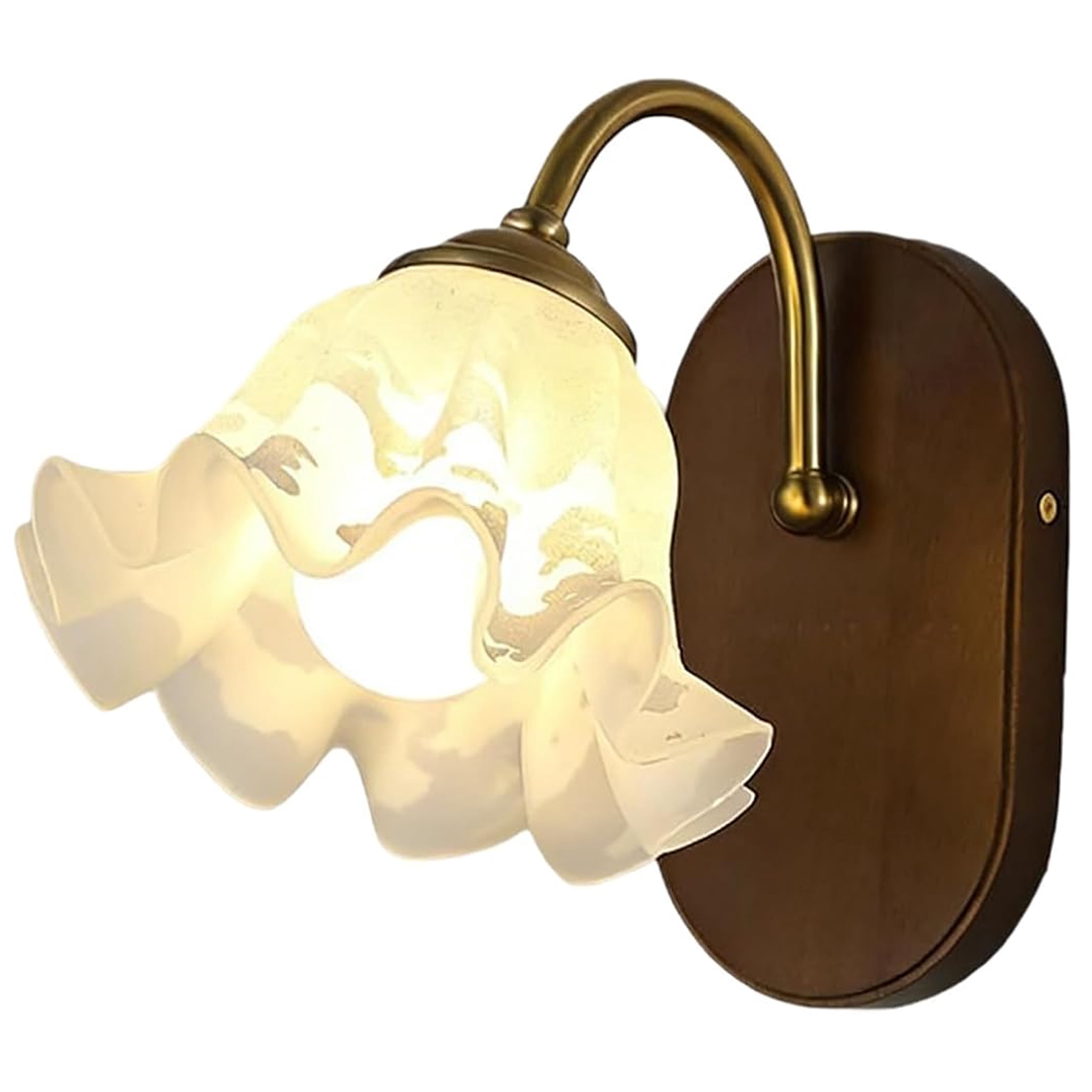 Vintage Wall Sconce 1pc Brown, Ruffled Glass Shade Vanity Light for Bedroom Living Room Hallway
