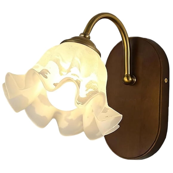 Vintage Wall Sconce 1pc Brown, Ruffled Glass Shade Vanity Light for Bedroom Living Room Hallway