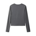 thumbnail image 4 of Tittly T-Shirts Graphiques T-Shirts Chemises Femmes Couleur Unie Col Rond Ajusté Mince Mode T-shirt à Manches Longues Couche de base Hauts pour Femmes T-Shirts pour Femmes Décontracté GY2 TP, 4 of 9