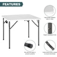 thumbnail image 3 of FDW Square Folding Outdoor Dining Table, 34-Inch Portable Height-Adjustable Party Table with Carry Handle, Plastic, White, 3 of 7