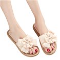 thumbnail image 4 of LSLJS Women's Summer Flip-Flops Rhinestone Pearl Flower Flat Beach Sandals, Flats Shoes, 4 of 8