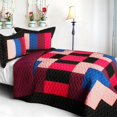 thumbnail image 1 of Excitation pour Filles - Ensemble de Courtepointe Patchwork Matelassée Vermicelle 3 Pcs Format Double et Grand - Rose, 1 of 1