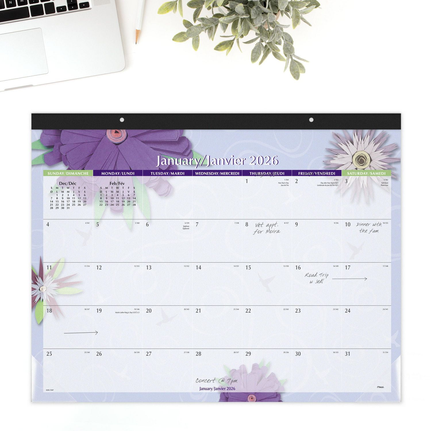 Sous-main mensuel Mead® Paper Flowers 2026