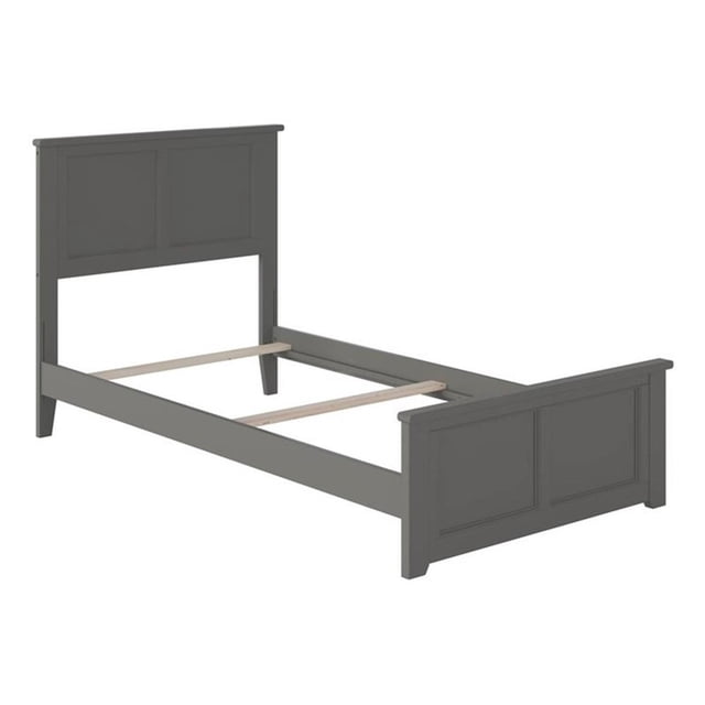 Leo & Lacey Madison Lit Plateforme en Bois Simple TG avec Pied de Lit Assorti, Gris