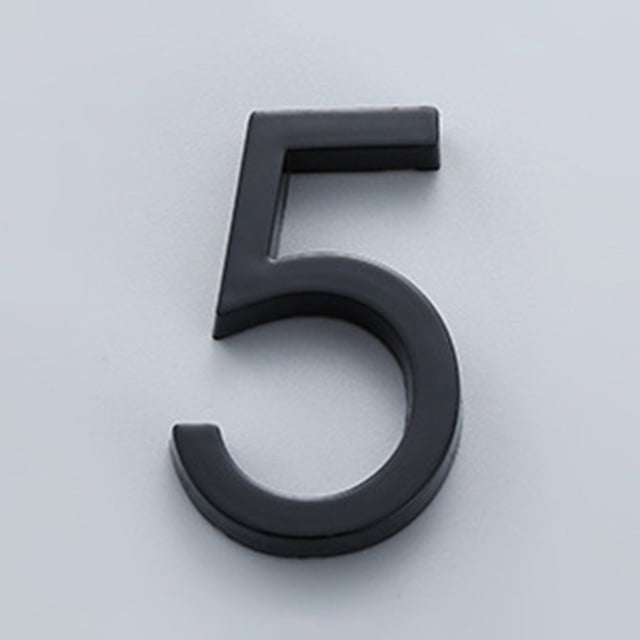 Chendee Glossy 3D House Number Door Plate Sign Outdoor Hotel Room Number Black,5