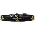 thumbnail image 1 of Bronze Fleur de Lis Widget Croc Chien Collier Noir Taille 16, 1 of 1