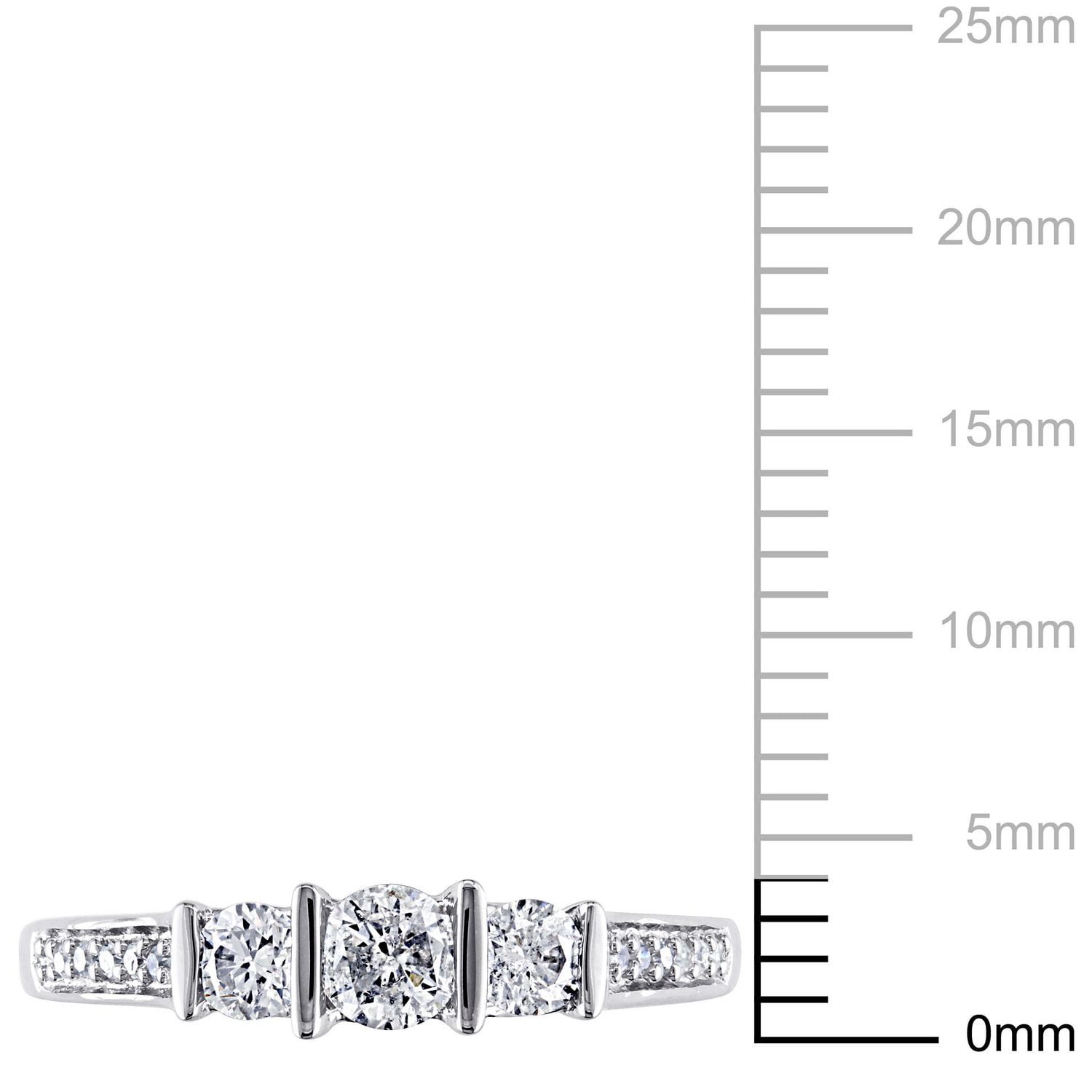 Miabella 0.50 Carat T.W. Diamond 10 K White Gold Three-Stone Engagement Ring