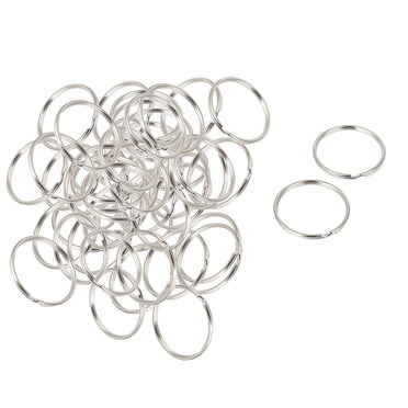 50 Pcs Anneau Fendu en Métal Ton Argent de 40 mm Dia Porte-Clés Anneau de Clé Porte-Clés