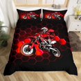 thumbnail image 2 of Erosebridal Housse de Couette Motocross pour Lit Simple, Housse de Couette Motocross pour Lit Simple, Noir Rouge, Réversible 2 Pcs, (Sans Couette), 2 of 6