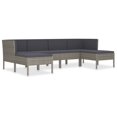 thumbnail image 2 of vidaXL 6 Piece Garden Lounge Set with Cushions Poly Rattan Grey, 2 of 8