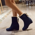 thumbnail image 2 of B91xZ Bottines à Talon pour Femmes Imperméables en Peluche Bottillon Chelsea Botte Chelsea, Bleu 7, 2 of 5