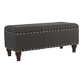 thumbnail image 1 of HomePop Traditional Fabric Large Storage Bench with Nailhead Trim in Charcoal, 1 of 10