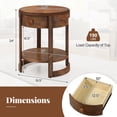 thumbnail image 3 of Gymax Table de Chevet 2 Pcs avec Tablette et Tiroir Grain de Bois Table d'Appoint Ronde pour Salon, 3 of 10