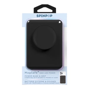 SpinPop 5000mAh Magnetic Power Bank with Phone Grip – Black