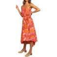 thumbnail image 4 of Robe Longue à Bretelles Spaghetti pour Femmes avec Nœud Floral et Ourlet Haut-Bas, 4 of 7