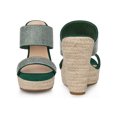 thumbnail image 4 of BLISSFUL STEP Platform Rhinestones Espadrille Wedge Sandals for Women Green (Size 5.5), 4 of 4